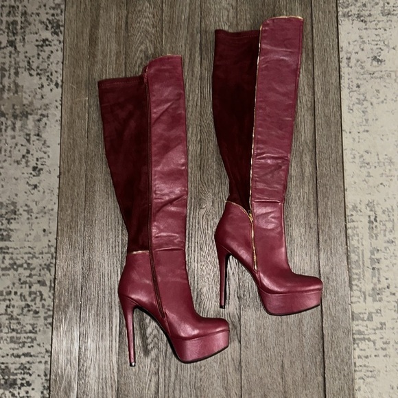 Scene Letizia Over the Knee Platform Boot Red 9.5 - Picture 1 of 15